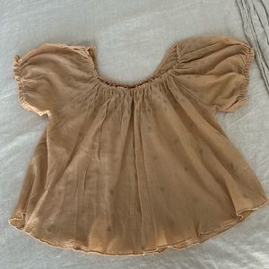 Doen tan sand color embroidered top blouse size Small